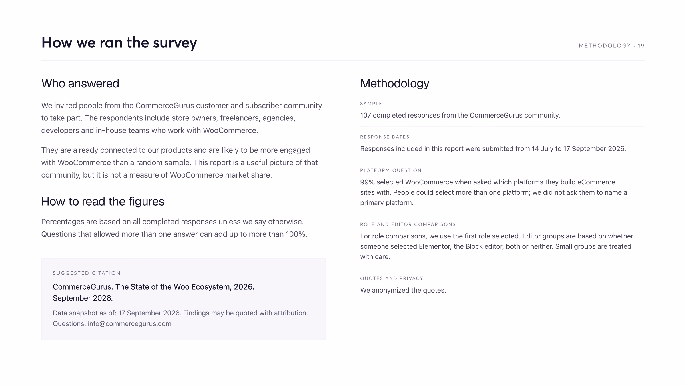 Survey methodology: 107 completed responses collected from 14 July to 17 September 2026