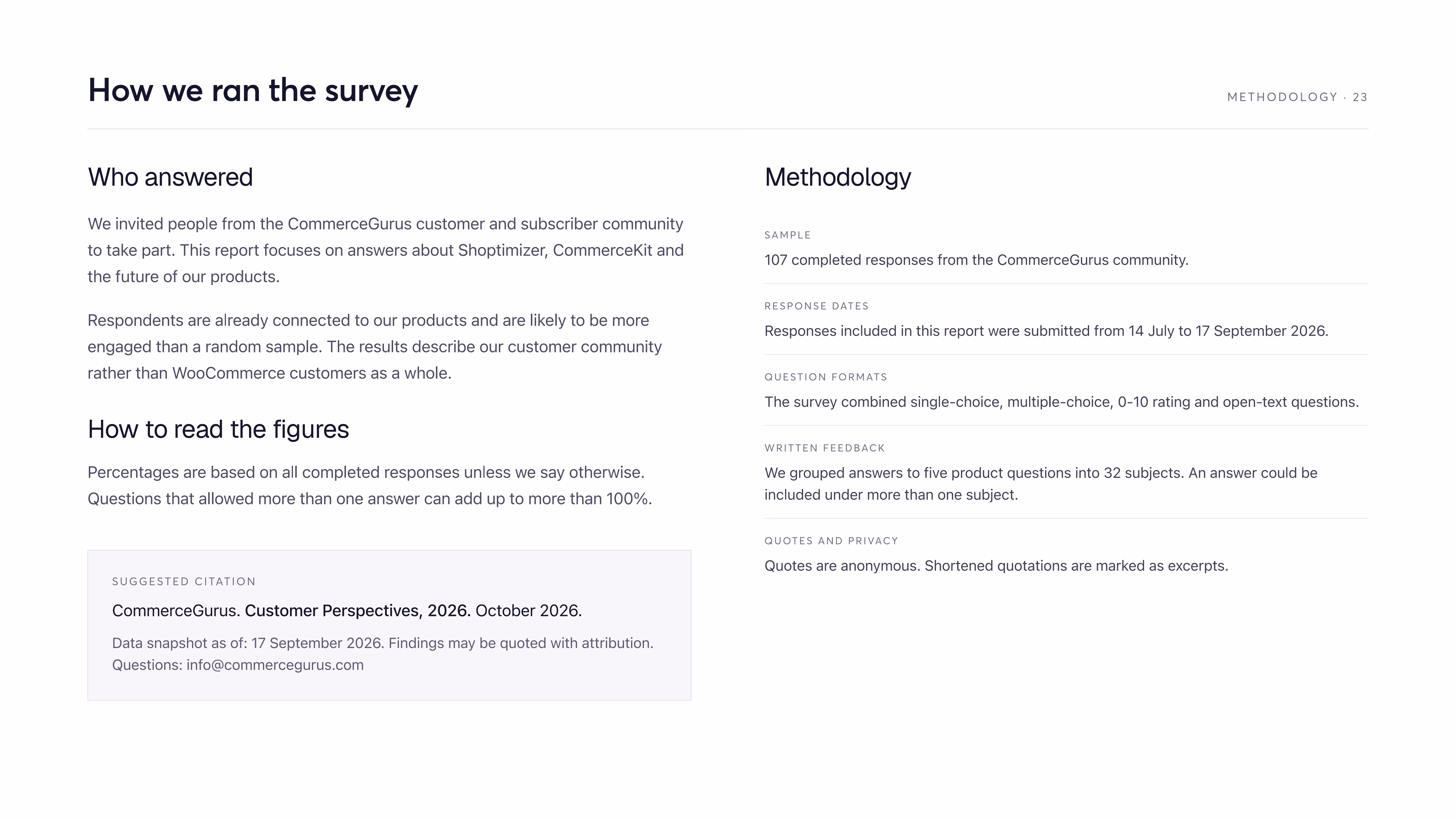 Survey methodology: 107 completed responses, collected 14 July to 17 September 2026